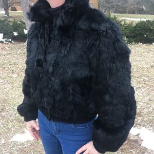 Black rabbit fur jacket